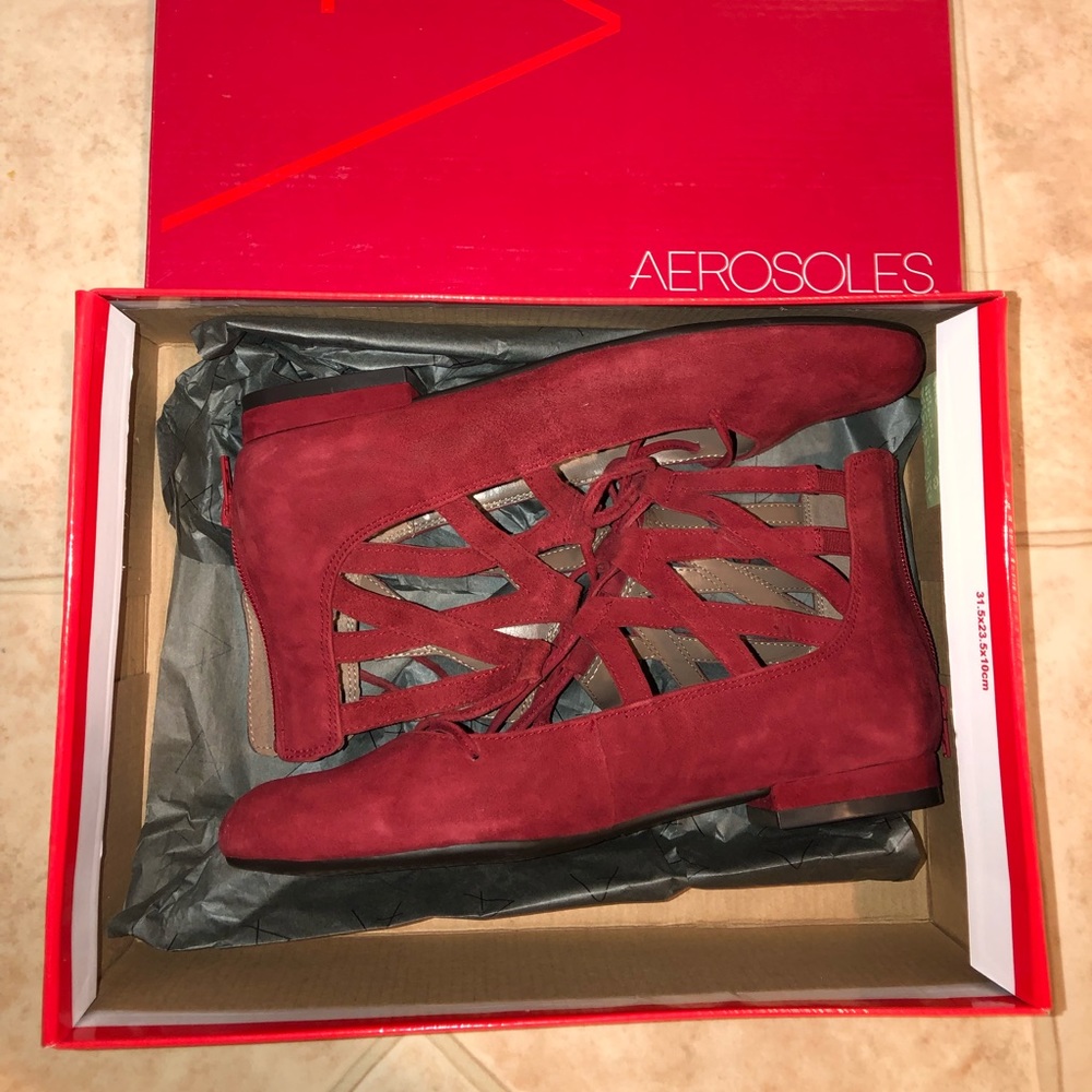 Dark Red suede ballet flats